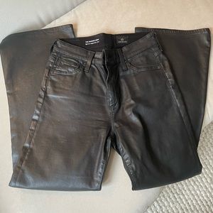 AG Quinne Crop black leather-like flare pants, size 28.